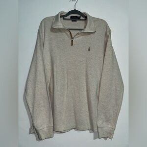 Polo Ralph Lauren Beige Quarter-Zip Cotton Pullover XL